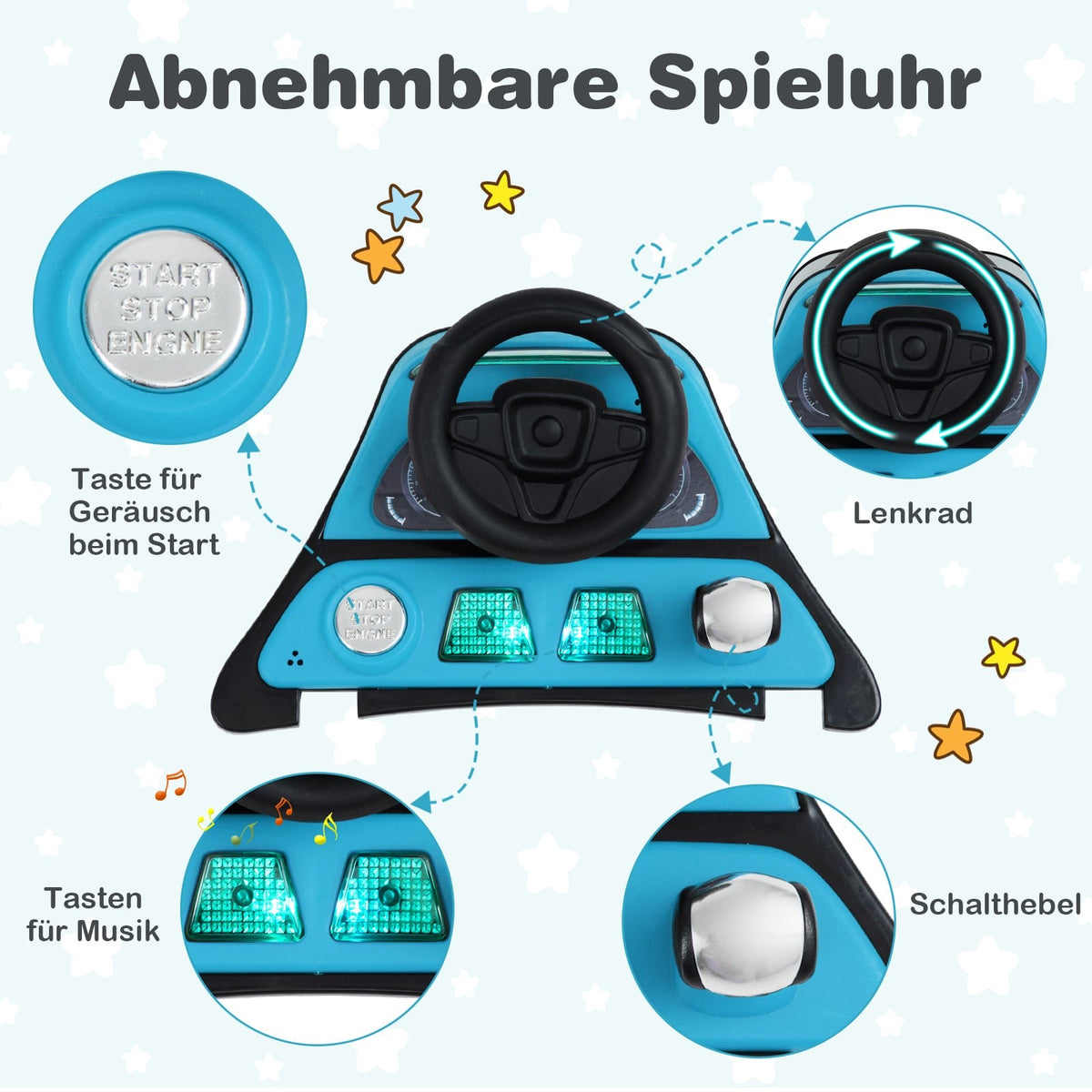 6-in-1 Baby Walker, Adjustable Height, Blue