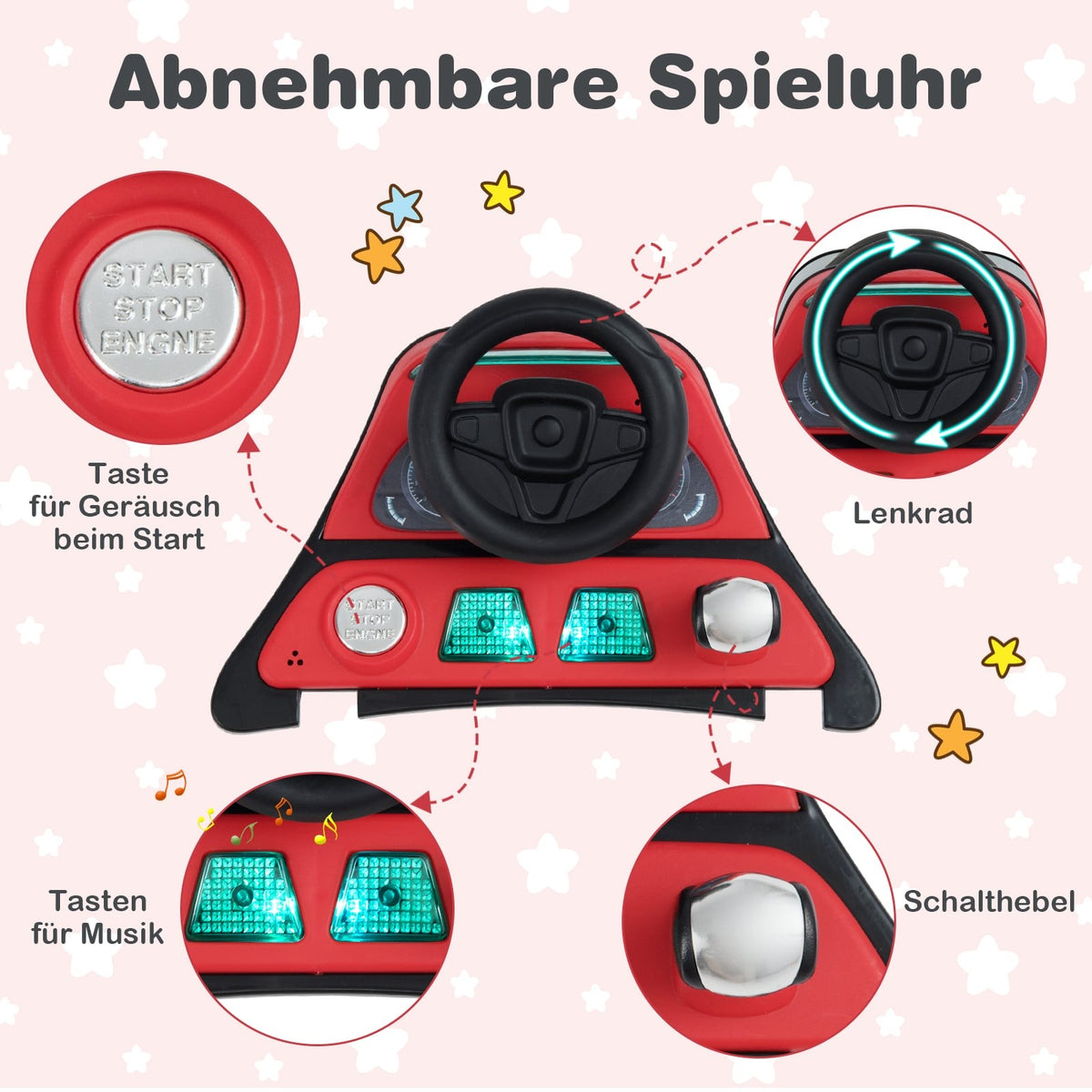 6-in-1 Baby Walker with Adjustable Height, Red