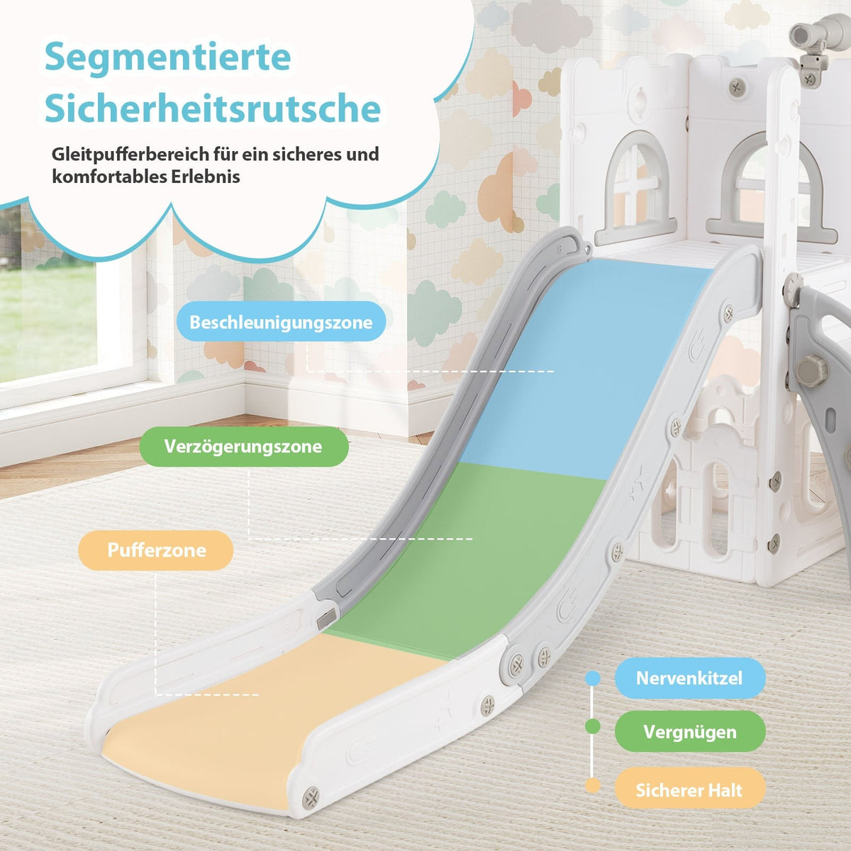6-in-1 Toddler Slide Set with Basketball Hoop & Telescope