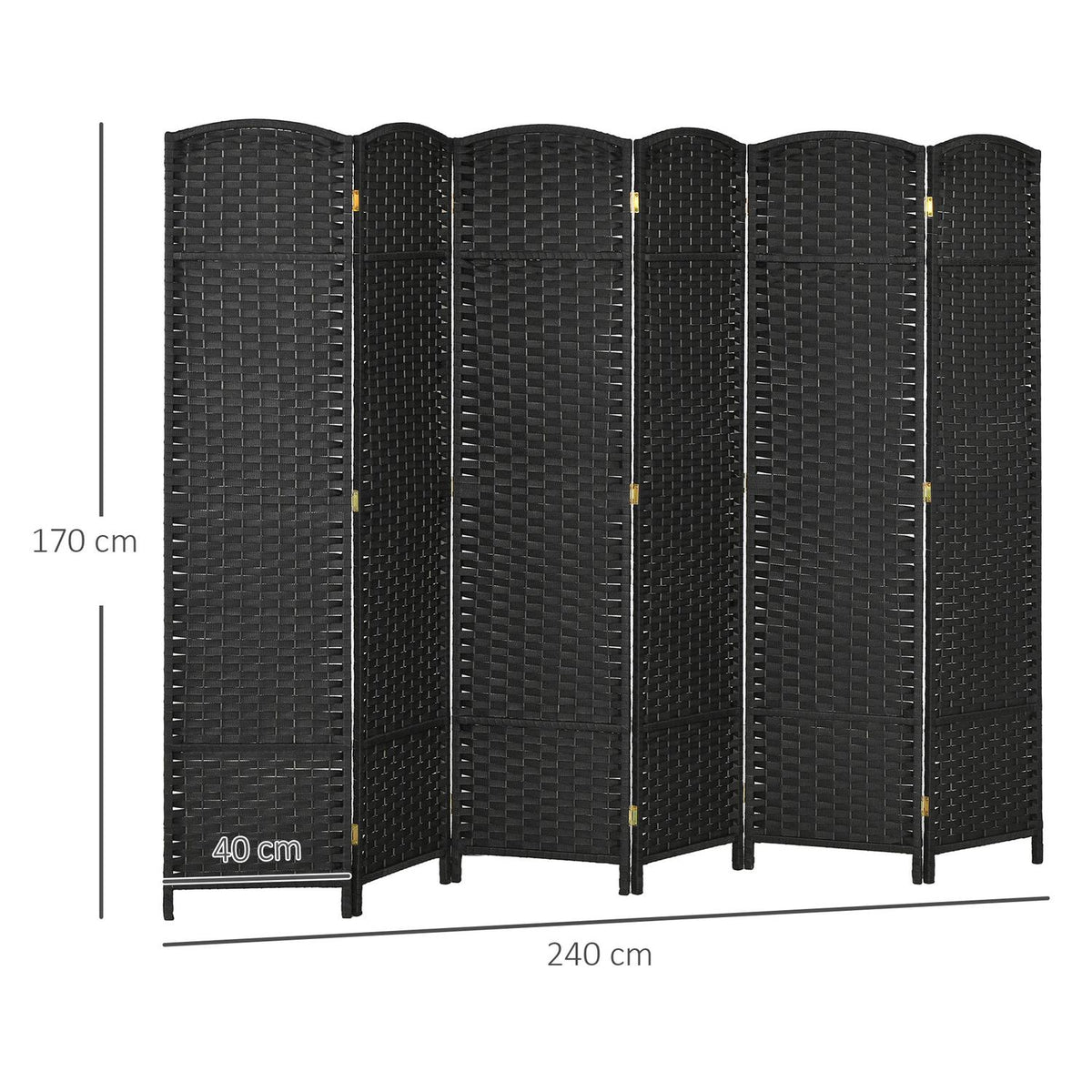 6-panel room divider, foldable privacy screen, privacy screen for living room, bedroom, home office, black