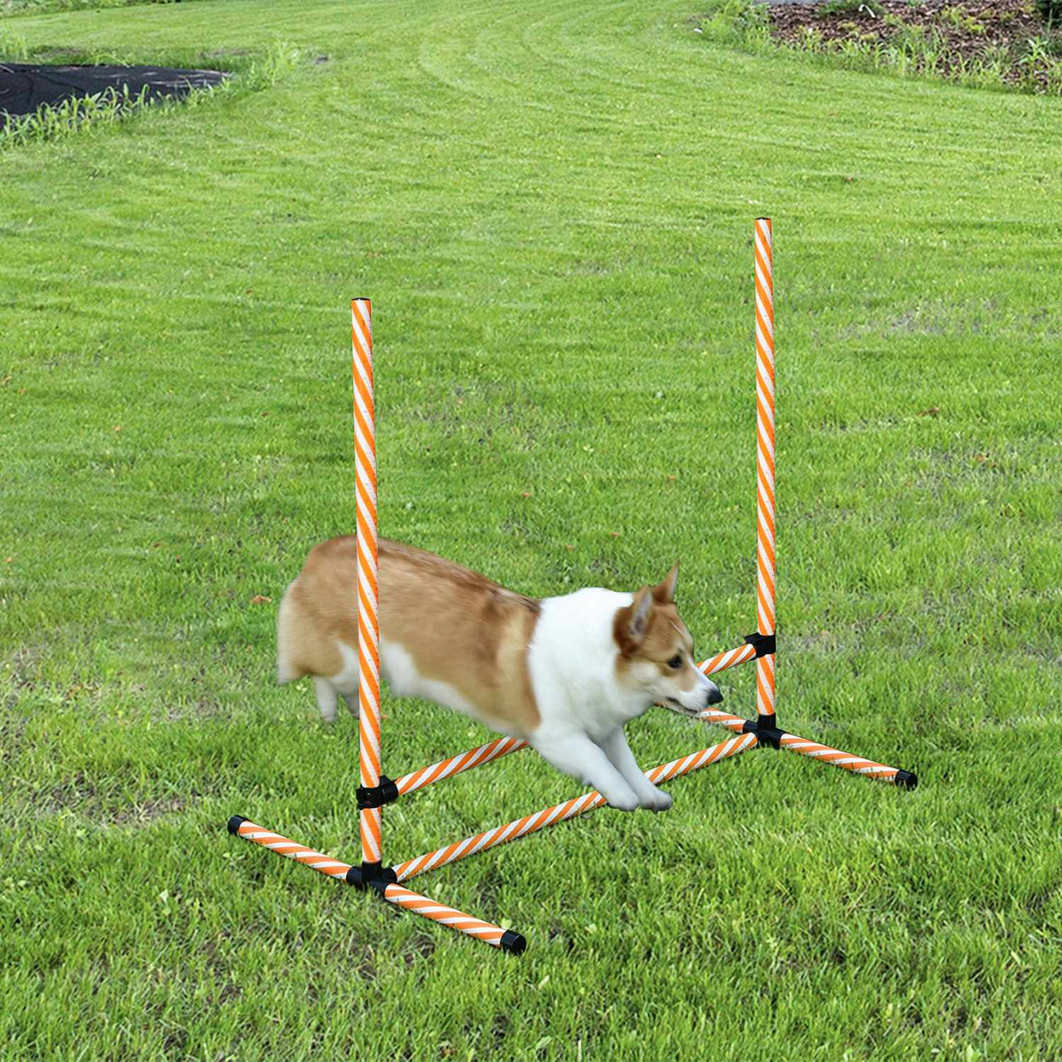 6 pieces Agility Set Dogs, Agility Equipment Set with Braided Poles, Whistle, Carry Bag, Dog Training Accessories, Orange