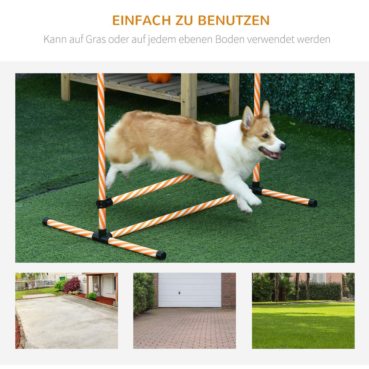 6 pieces Agility Set Dogs, Agility Equipment Set with Braided Poles, Whistle, Carry Bag, Dog Training Accessories, Orange