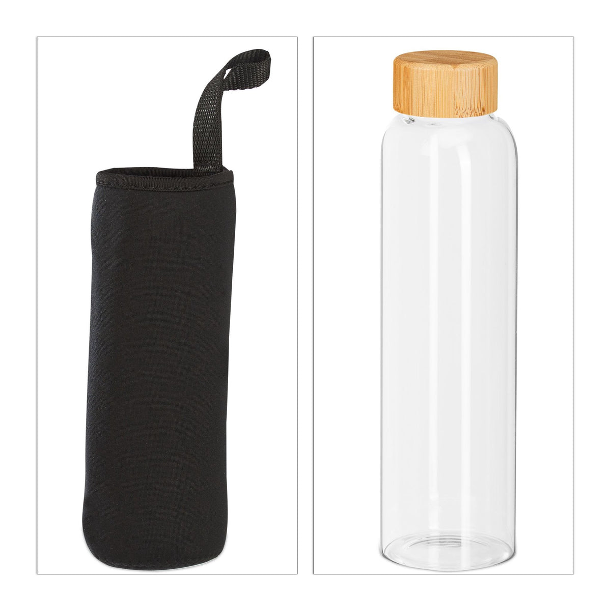 6x Beverage bottle with bamboo lid 500 ml