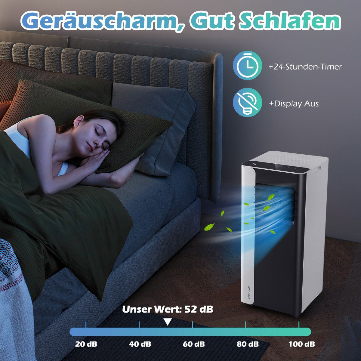 7000 BTU Portable Air Conditioner, 3-in-1, 28㎡ Coverage