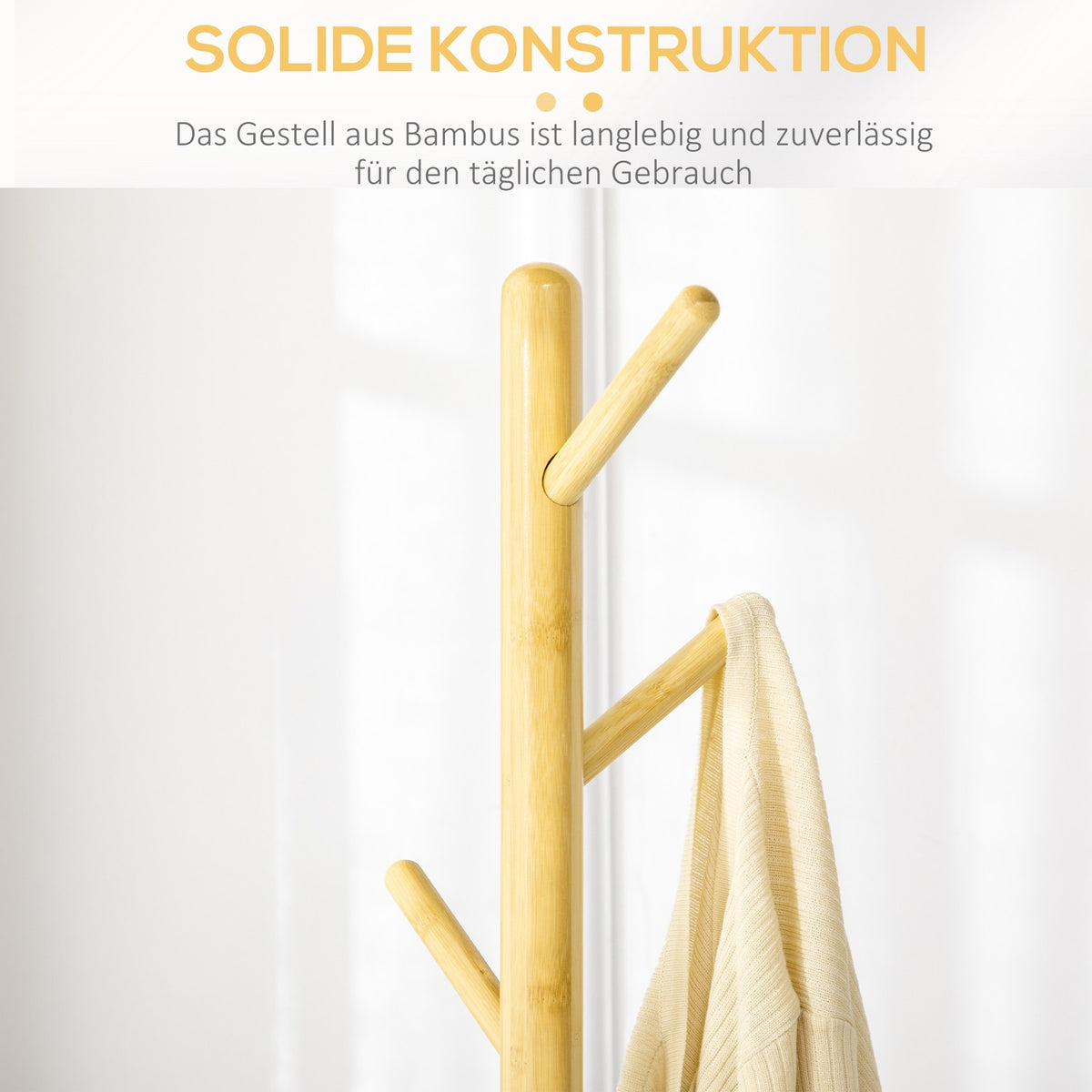 70" Coat Rack Stand Coat Rack with 8 Coat Hooks Coat Rack for Jackets Hats Hallway Natural
