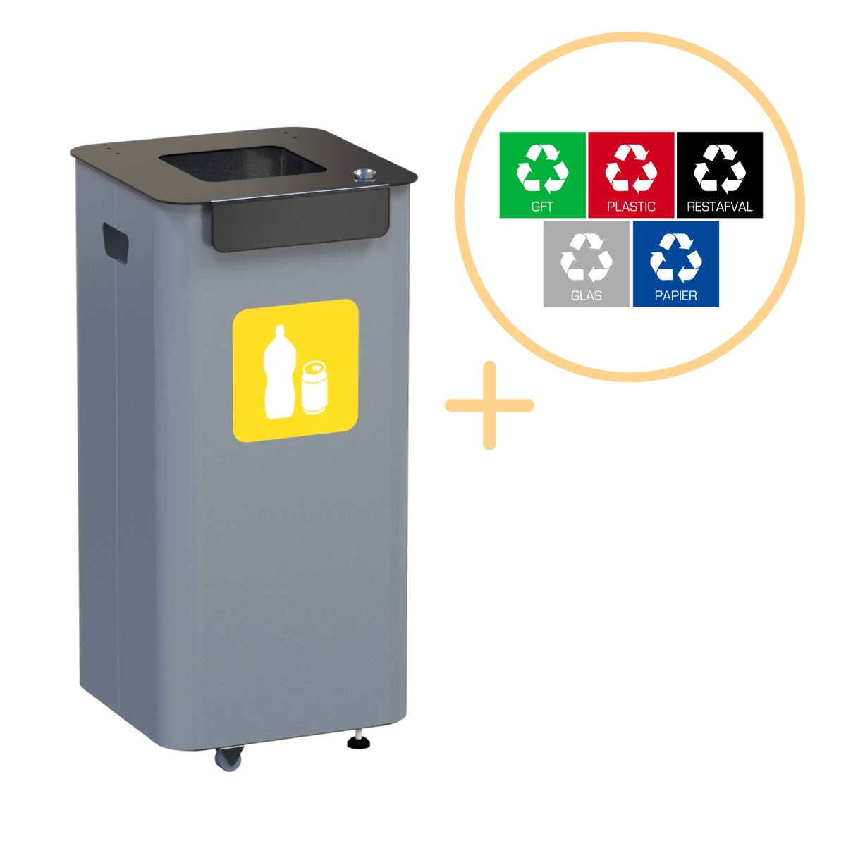 70L Modular Waste Bin, Yellow – Eco-Friendly Recycling