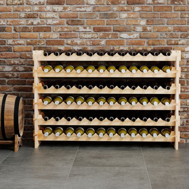 72-Bottle Wine Rack, 6-Tier Stackable Pine Wood