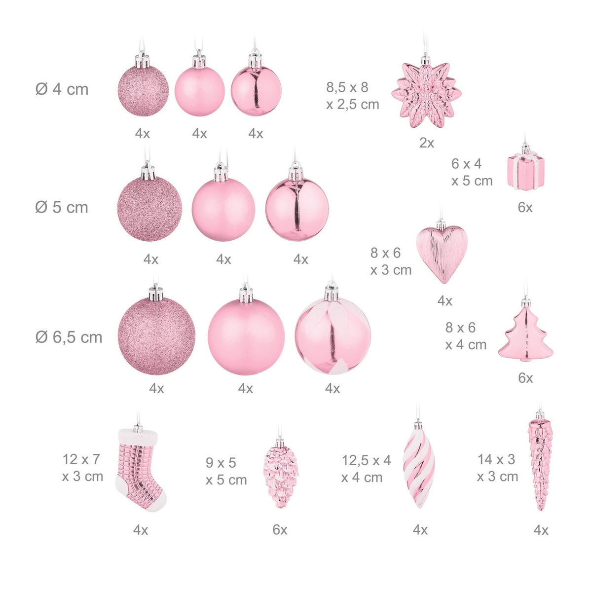 72 Christmas Ornaments Set – Baubles & Decorations