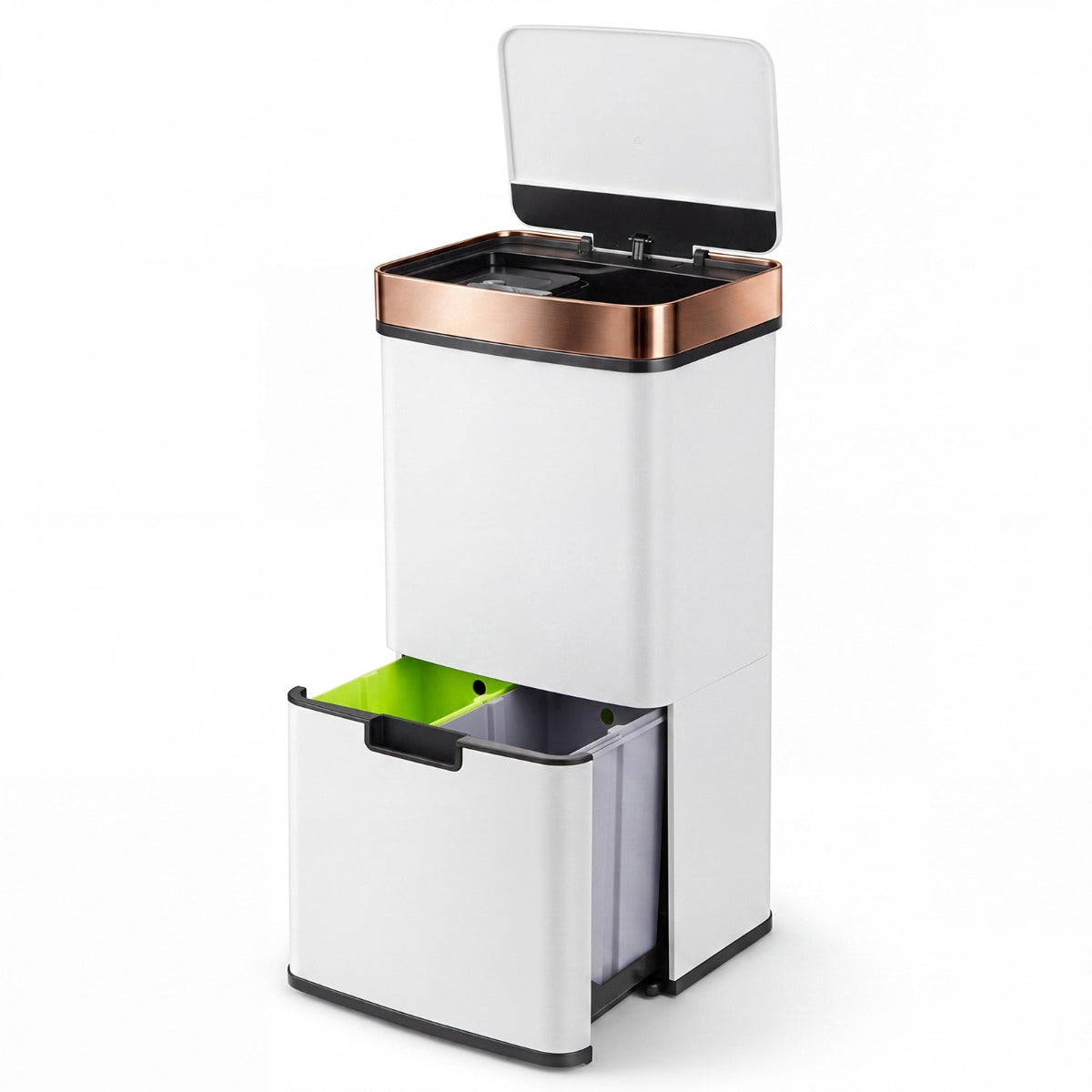 72L Stainless Steel Motion Sensor Waste Bin, Gold/White