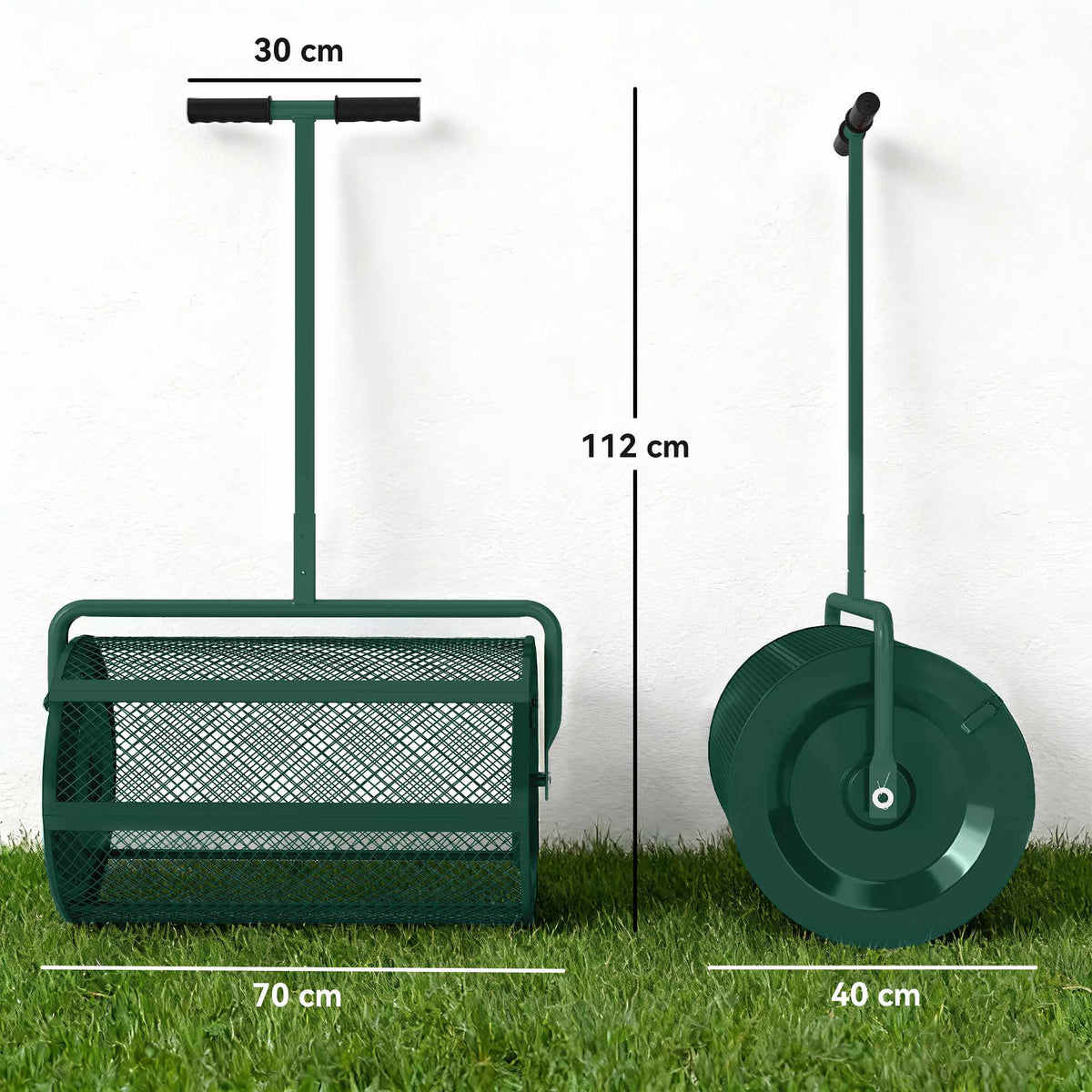 75L Metal Compost Spreader with Adjustable T-Handle