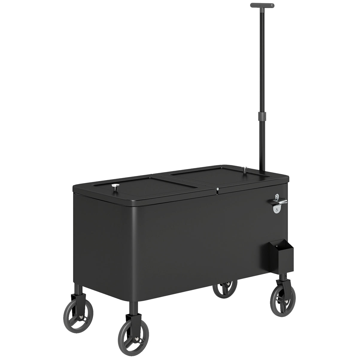 76L Refrigerator Trolley Serving Trolley with Wheels Bottle Opener Lid Handles Mobile Cool Box Side Trolley Bar Cool Container Drinks Trolley for Outdoor Patio Party White