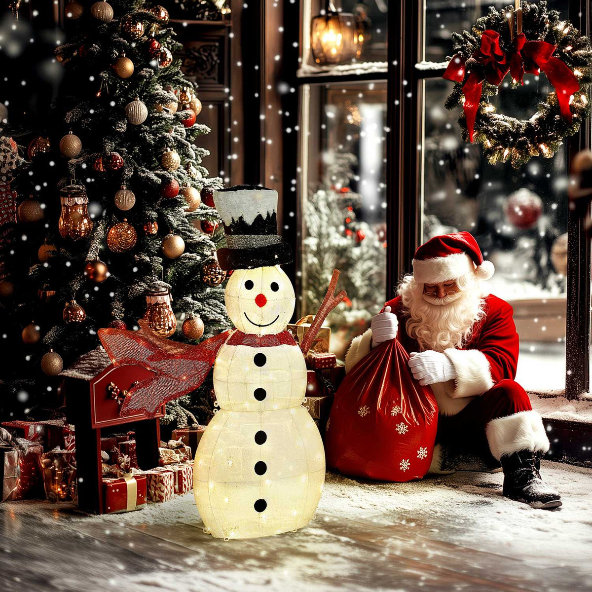 78 LED Snowman Christmas Decoration, Warm White, Indoor/Outdoor