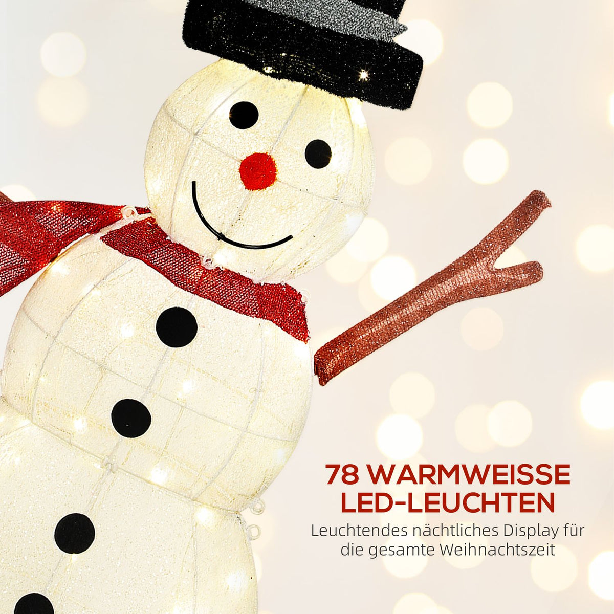 78 LED Snowman Christmas Decoration, Warm White, Indoor/Outdoor