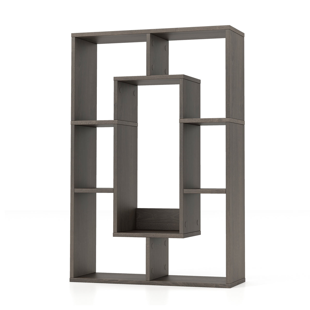 7-Cube Geometric Bookshelf, Engineered Wood, Gray