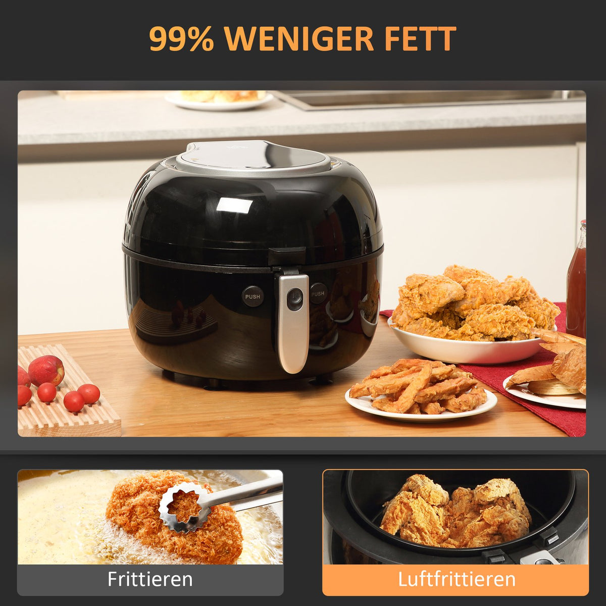 7L Hot Air Fryer Oil-Free 1500W Air Fryer With 7 Programs And Non-Stick Basket, Overheating Protection Air Fryer 80℃-200℃ 60-Minute Timer