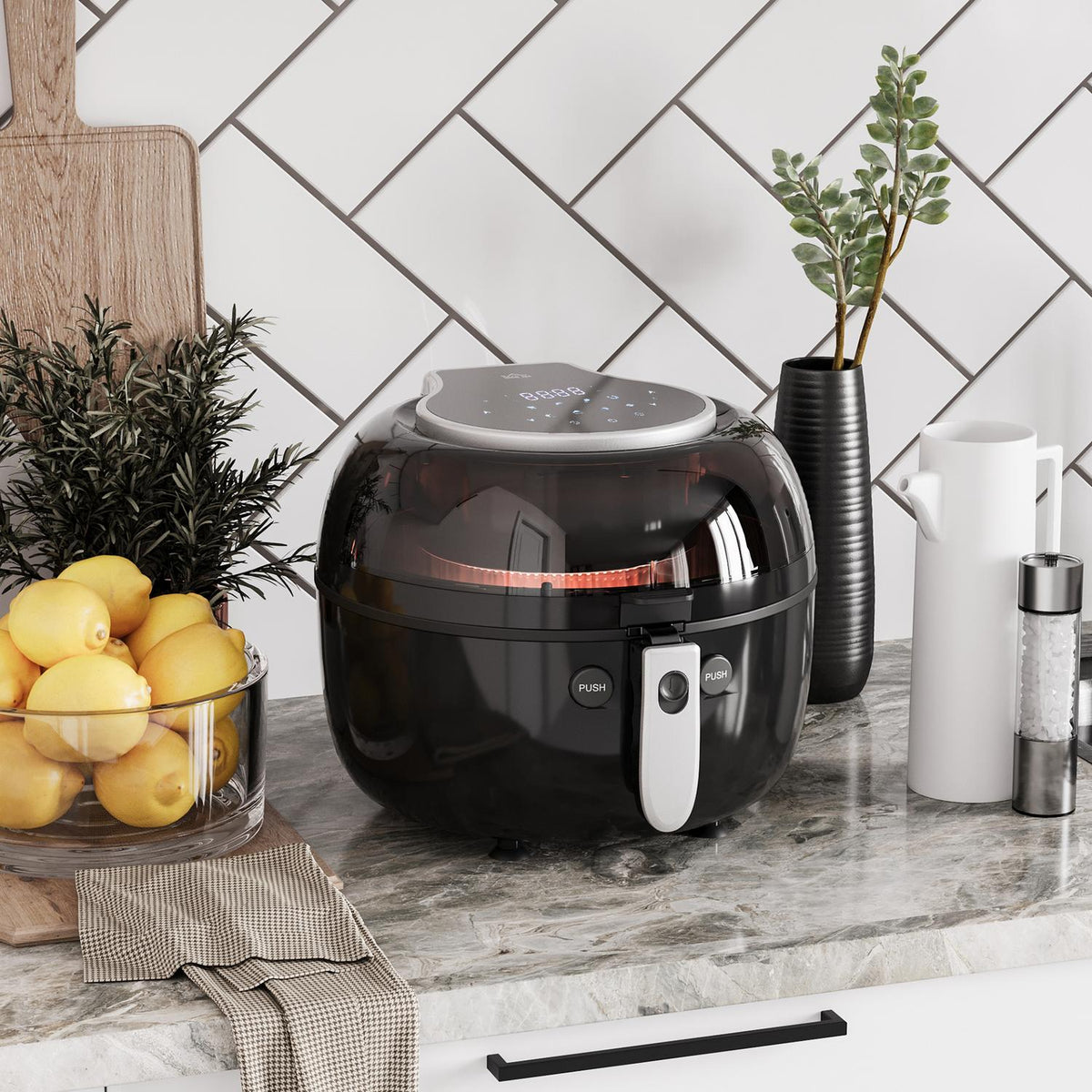 7L Hot Air Fryer Oil-Free 1500W Air Fryer With 7 Programs And Non-Stick Basket, Overheating Protection Air Fryer 80℃-200℃ 60-Minute Timer