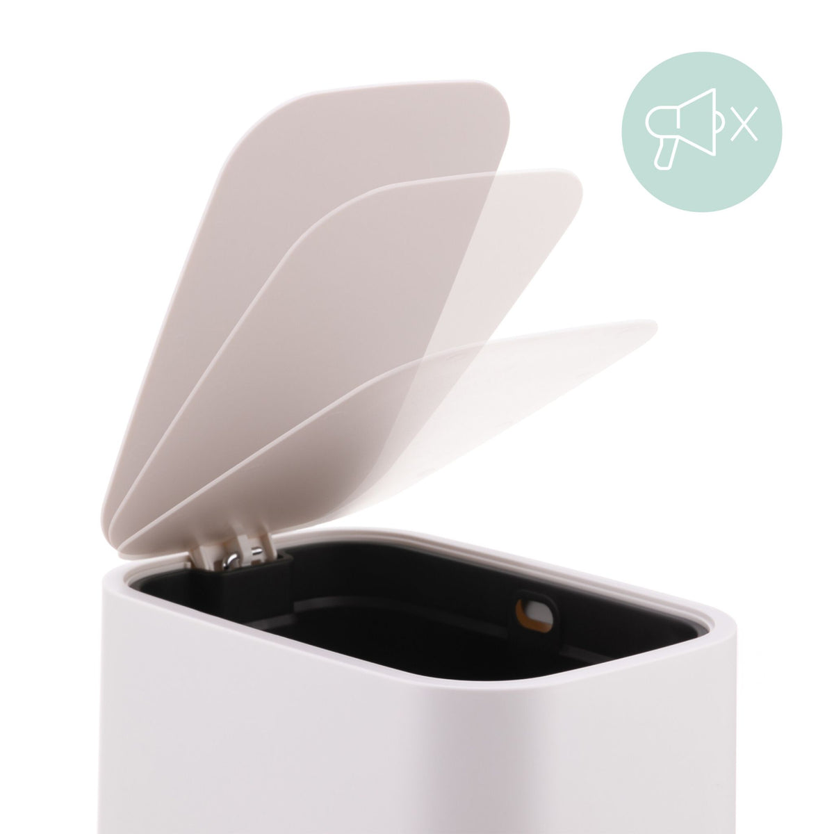 7L Square Pedal Bin, Plastic, Soft-Close Lid