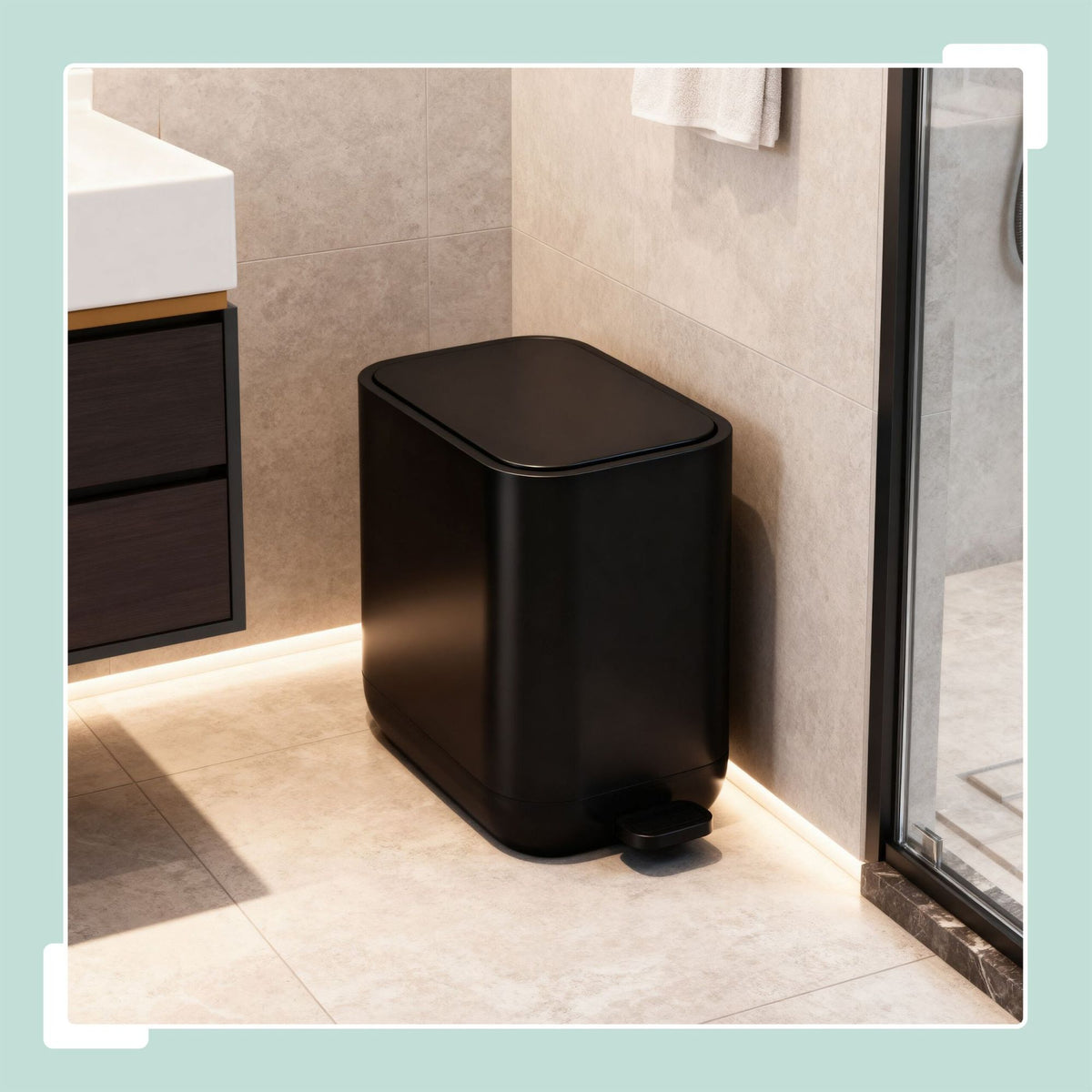 7L Square Pedal Bin – Plastic, Soft-Close Lid