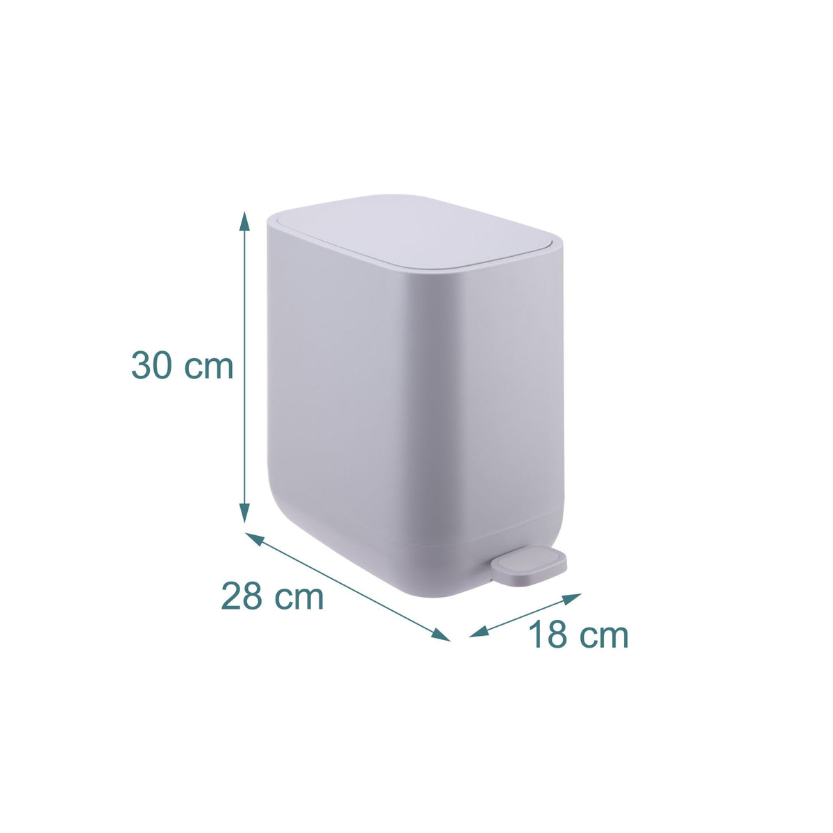 7L Square Plastic Pedal Bin – Soft-Close Lid