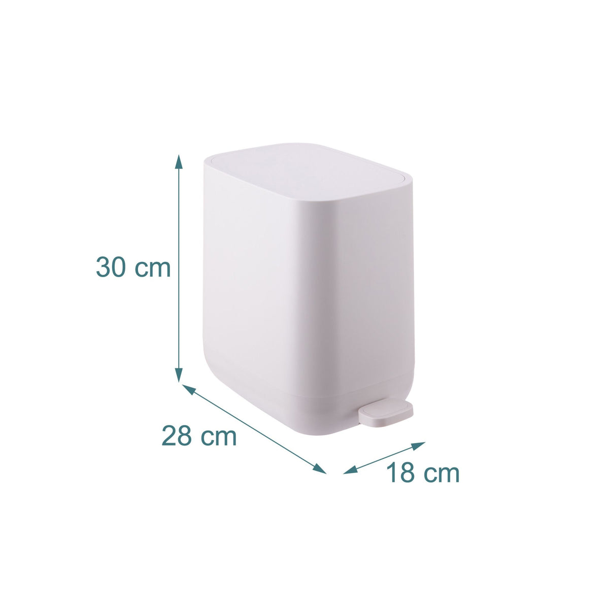 7L Square Plastic Pedal Bin – Soft-Close Lid