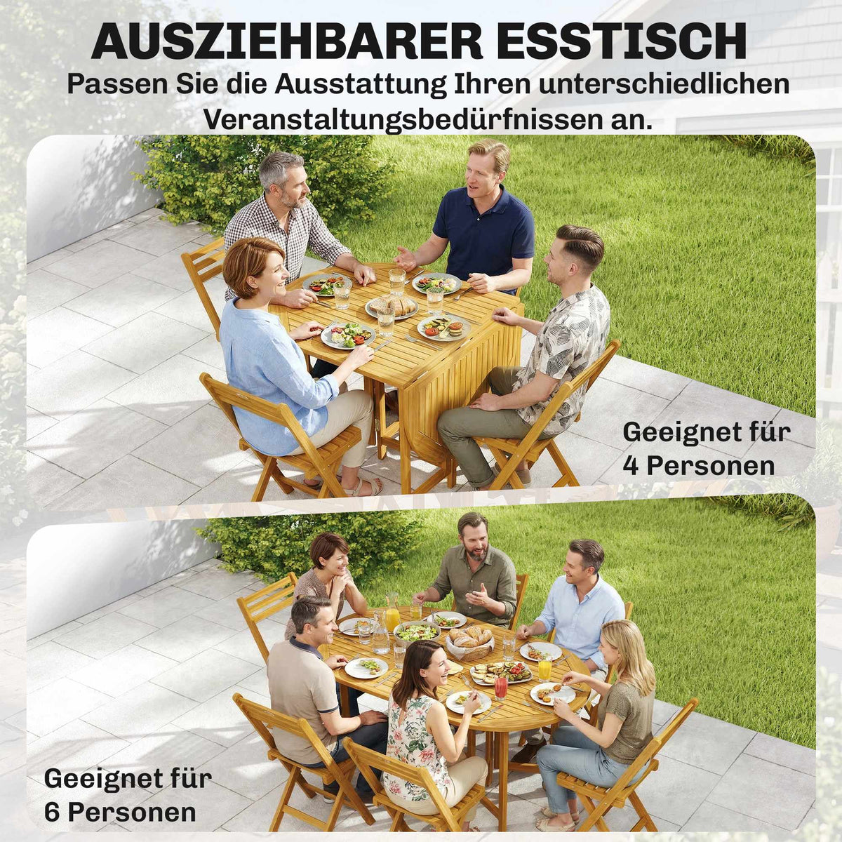7-Piece Folding Outdoor Dining Set, FSC Acacia Wood