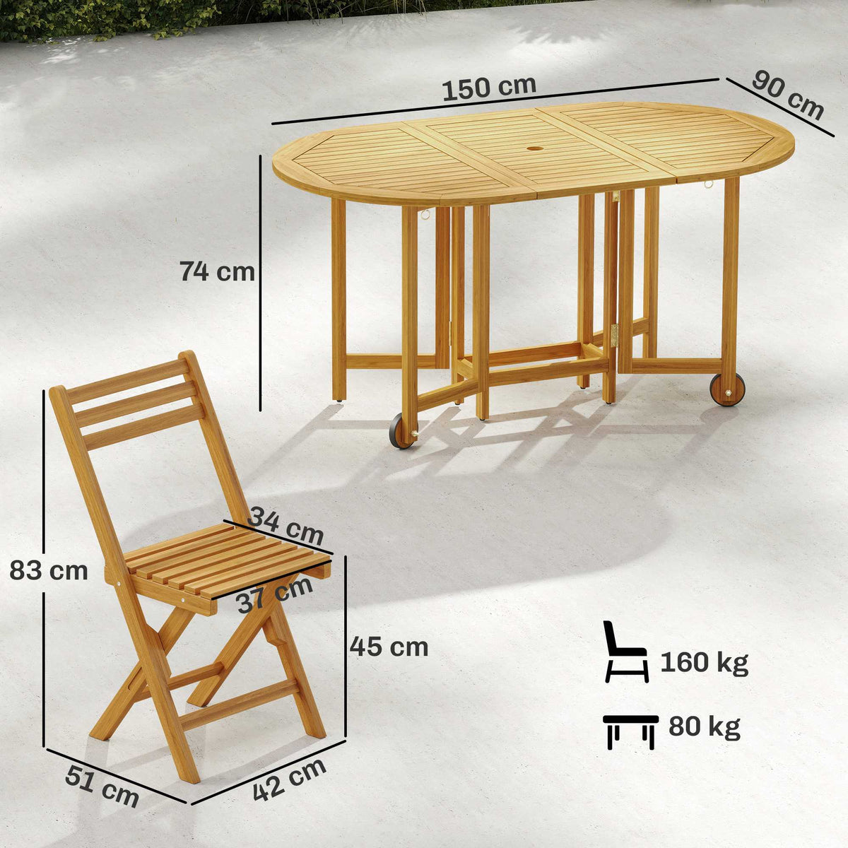7-Piece Folding Outdoor Dining Set, FSC Acacia Wood