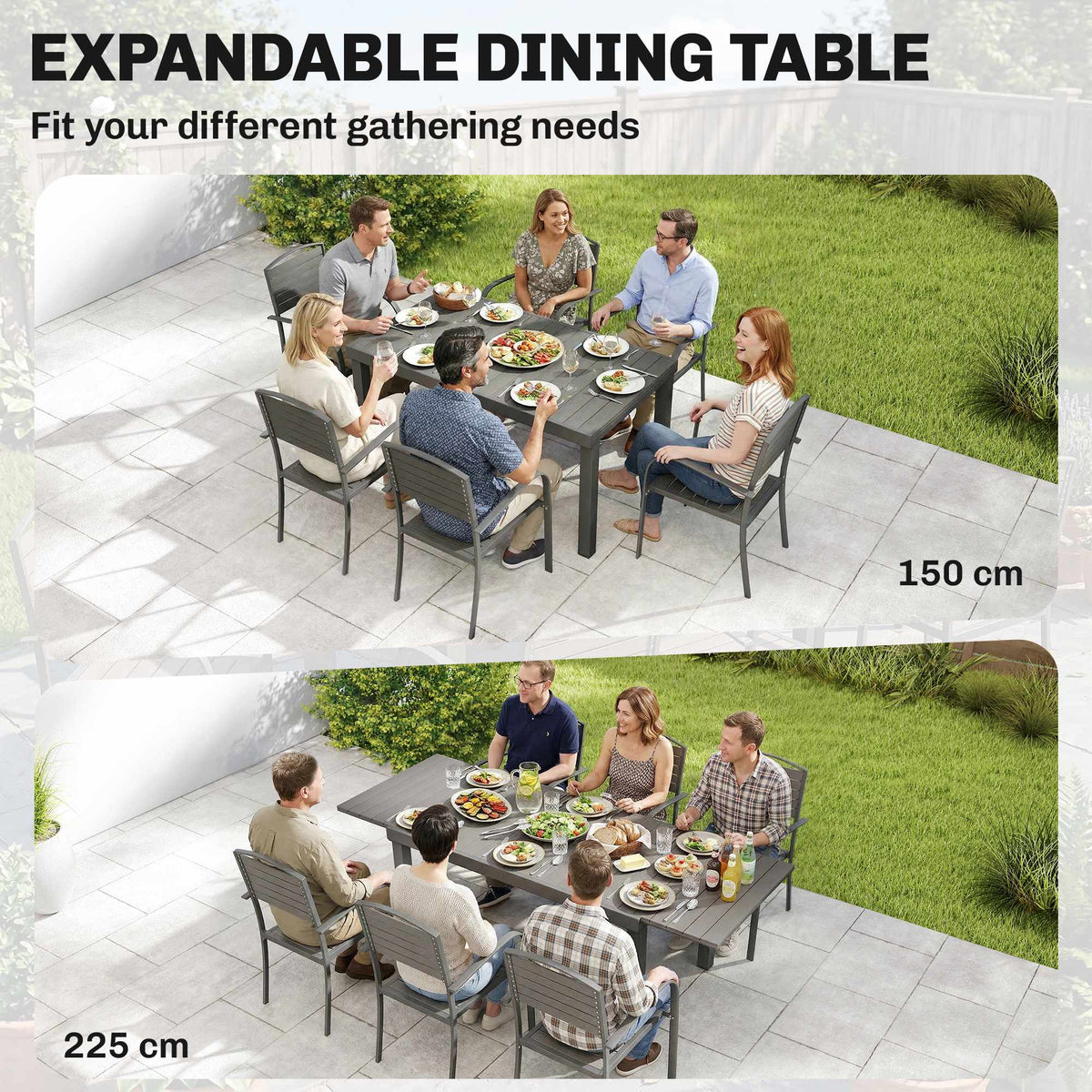 7-Piece Outdoor Dining Set, Extendable Table & 6 Chairs