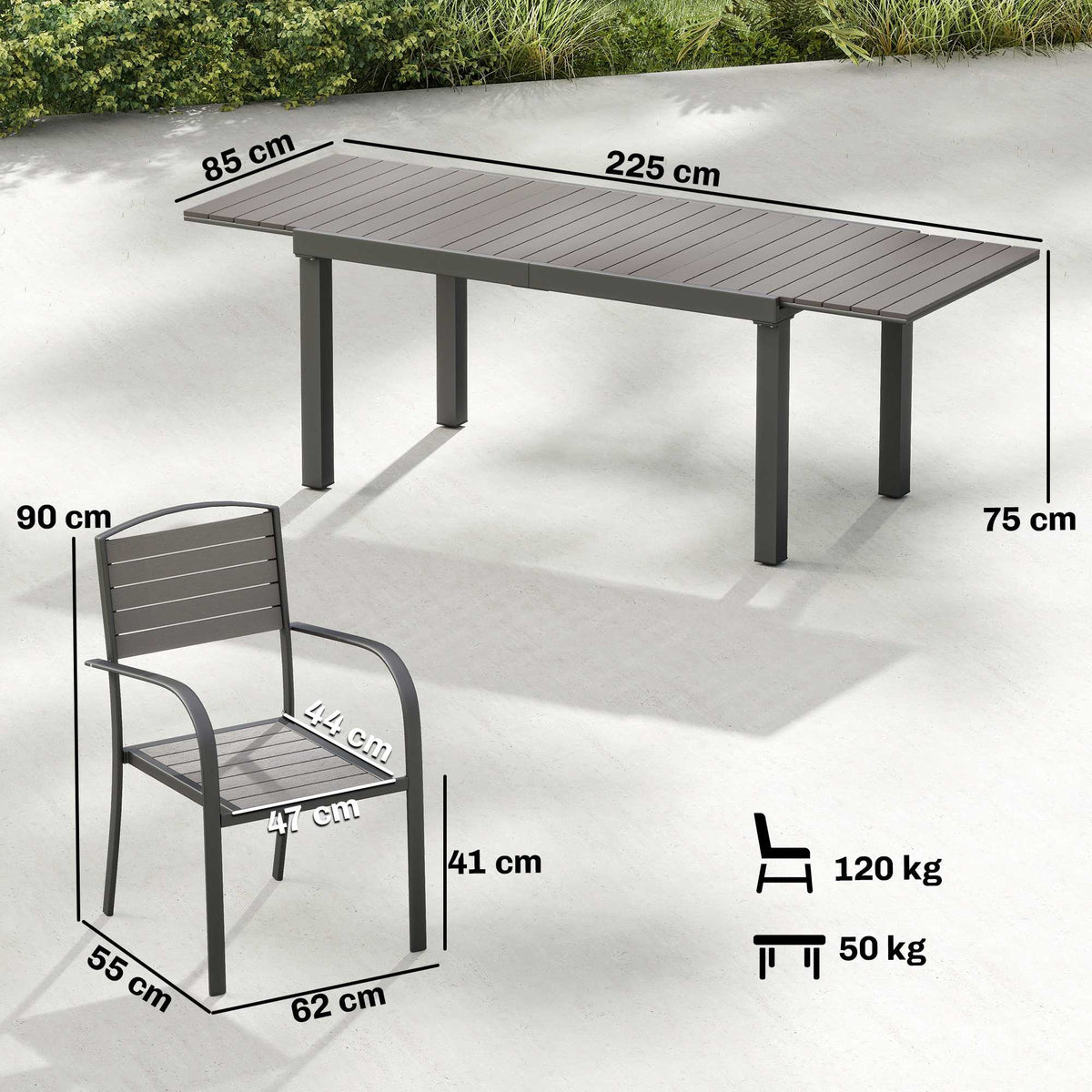 7-Piece Outdoor Dining Set, Extendable Table & 6 Chairs