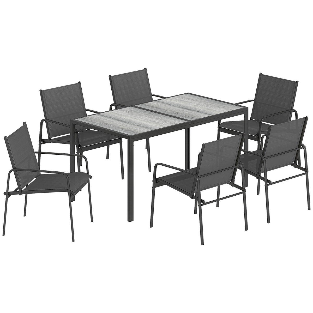 7-Piece Outdoor Dining Set, Rectangular Table & 6 Chairs