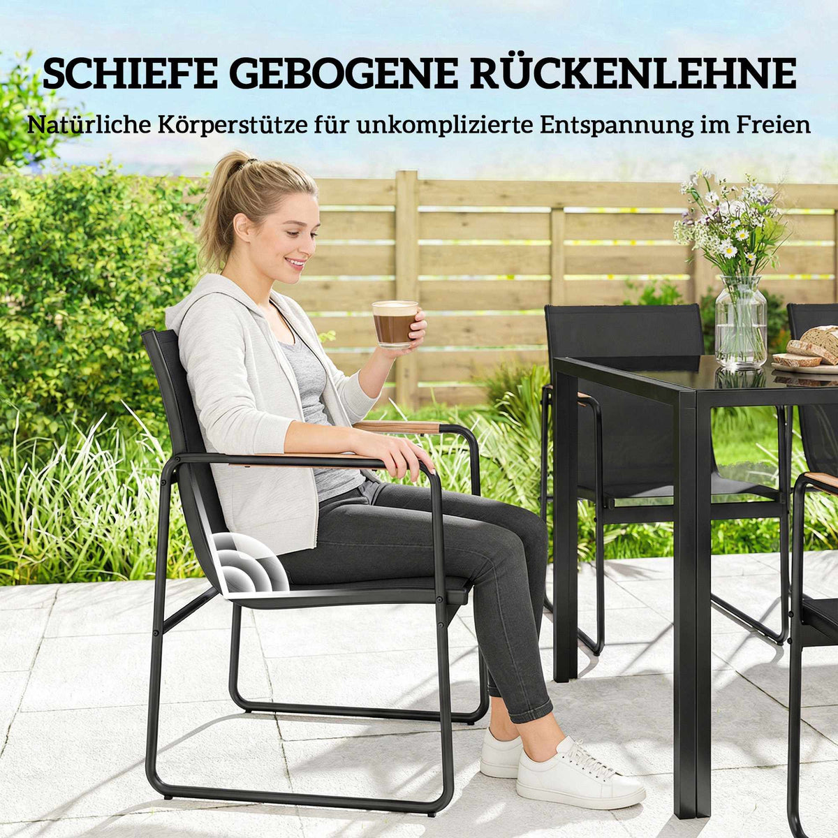7-Piece Outdoor Dining Set, Steel Frame, Mesh Chairs