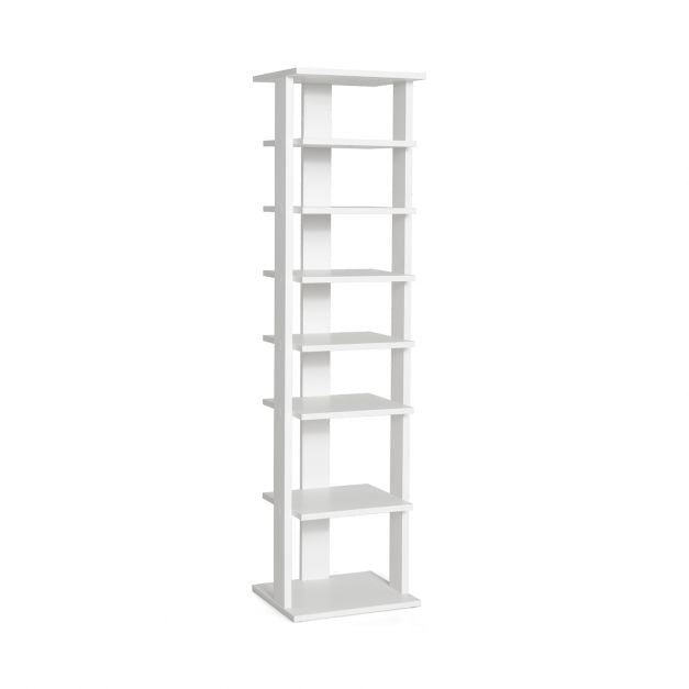 7-Tier Narrow Vertical Shoe Rack, Engineered Wood, White