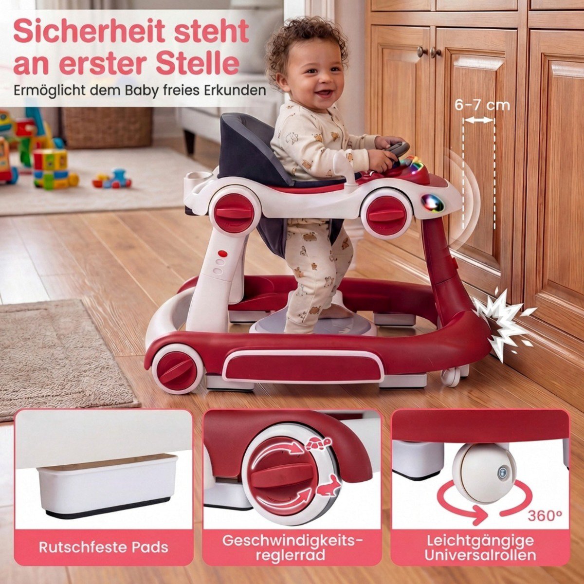 7-in-1 Baby Walker with Adjustable Height & Speed
