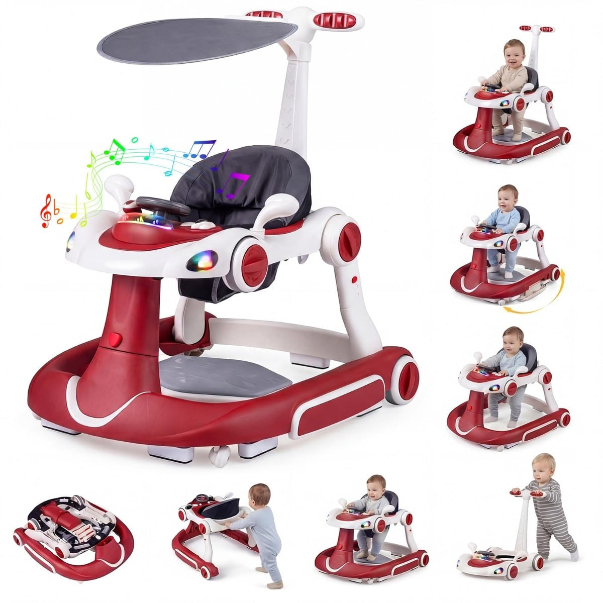 7-in-1 Baby Walker with Adjustable Height & Speed