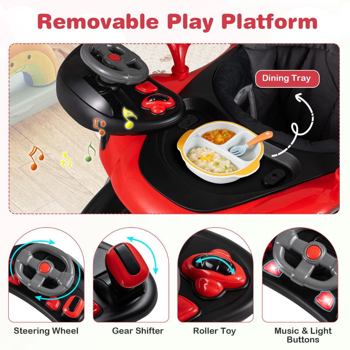 7-in-1 Baby Walker with Adjustable Height & Speed