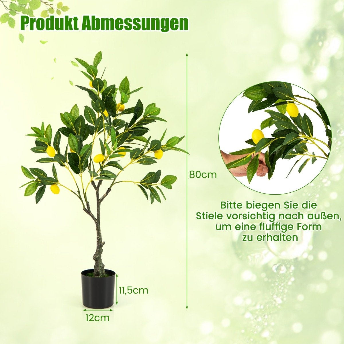 80 cm Artificial Lemon Tree Lime Tree with Pot & 9 Lemon Artificial Plant with Fruits