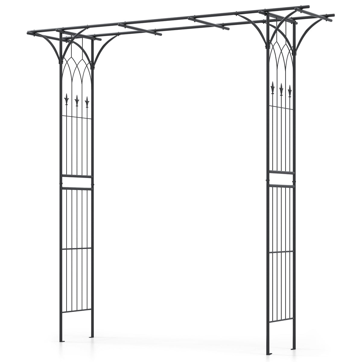 81 Inch Black Metal Garden Arbor Arch for Climbing Plants
