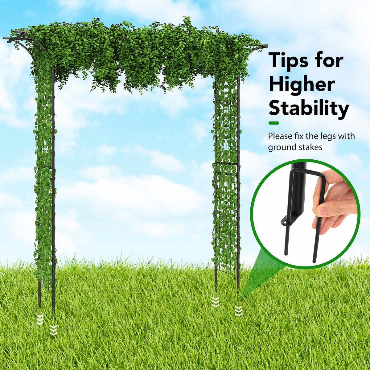 81 Inch Black Metal Garden Arbor Arch for Climbing Plants