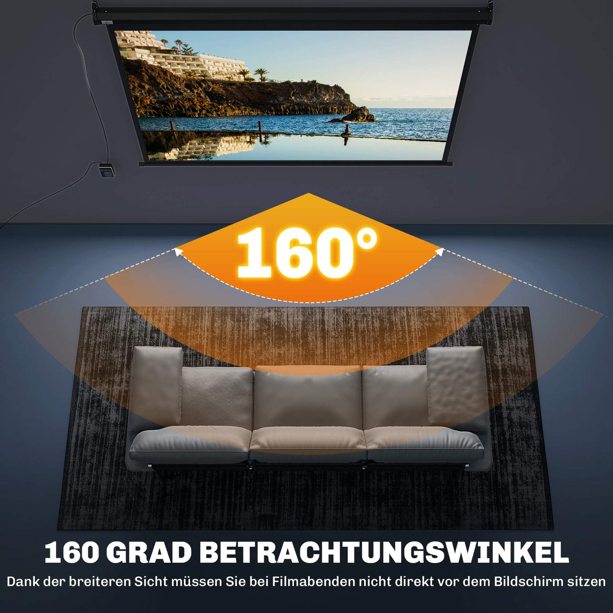 84" Motorized Projector Screen, 4:3, Black, 171x130 cm