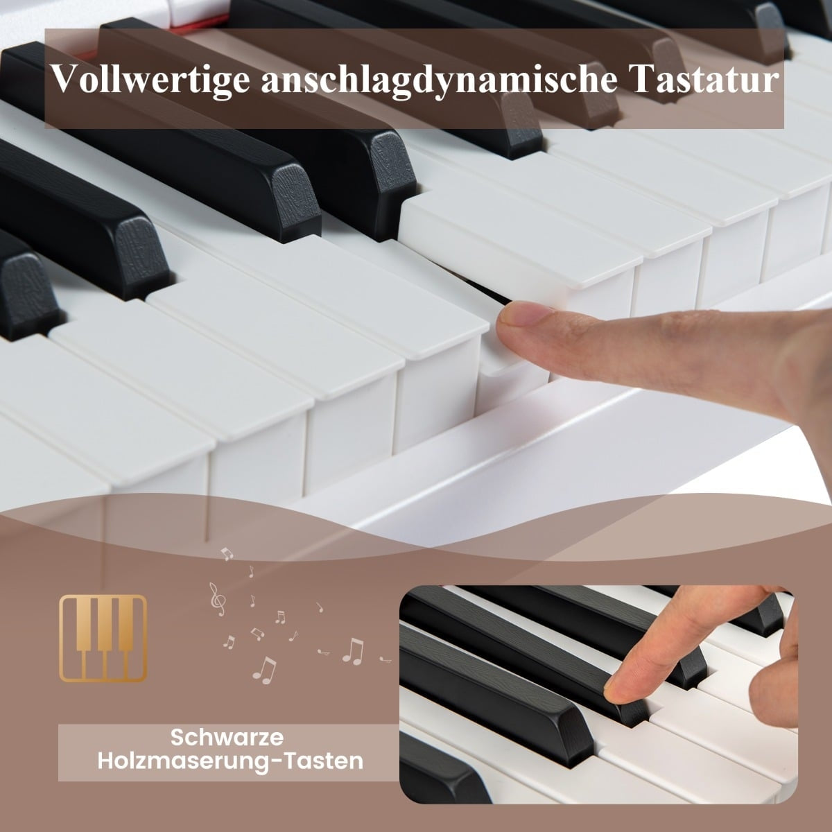 88-Key Digital Piano, Full-Size, Portable, White