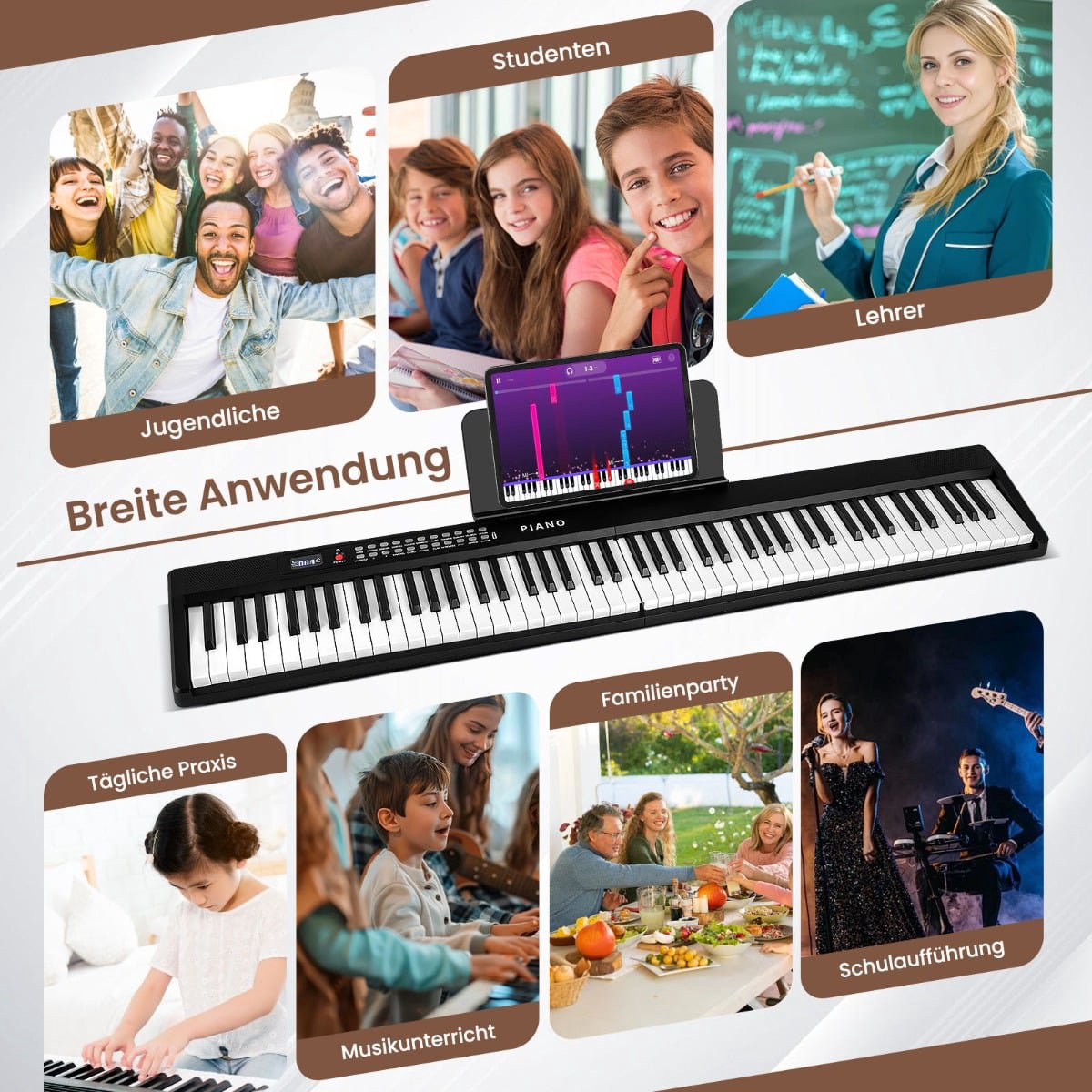 88-Key Foldable Digital Piano with 1000 Rhythms & Tones
