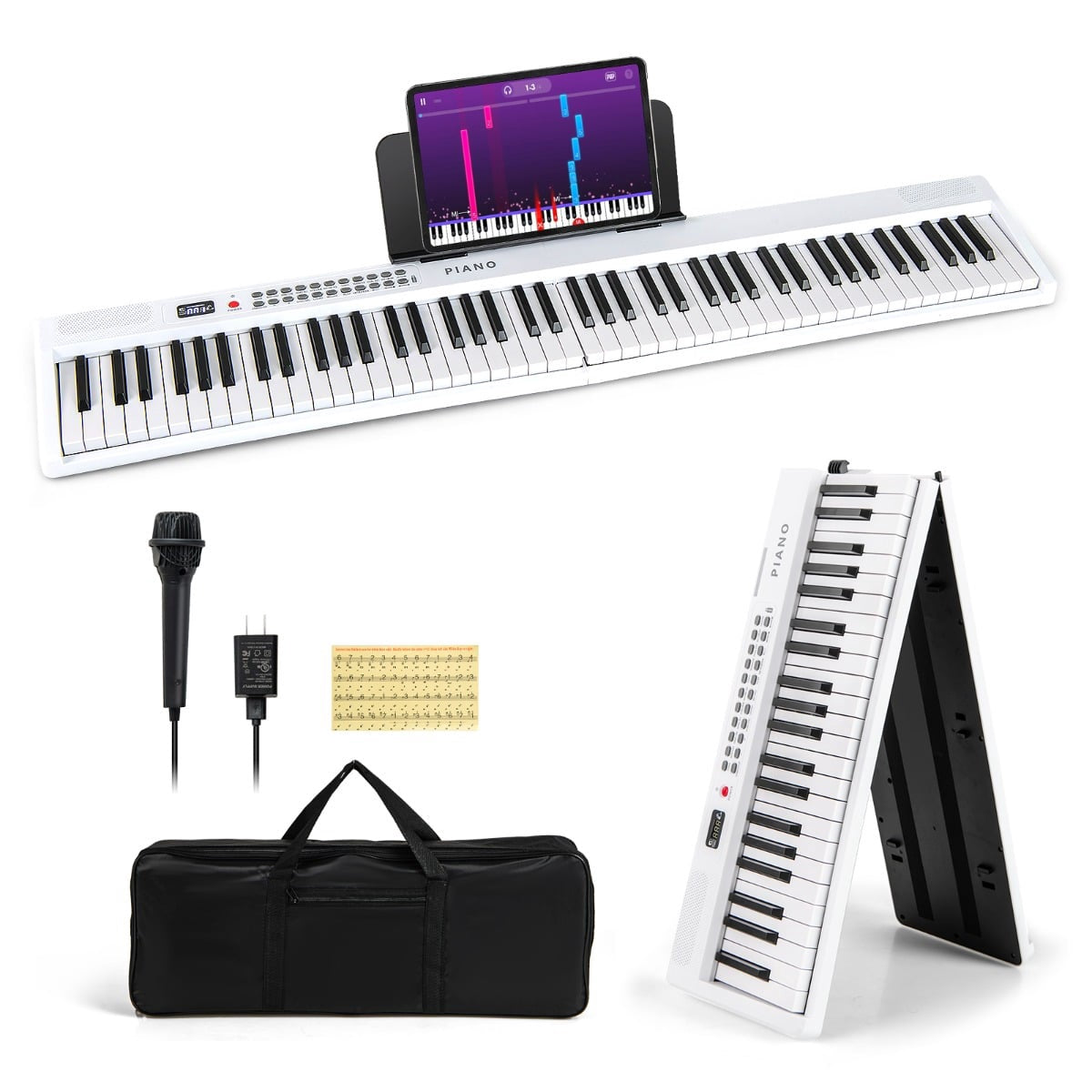 88-Key Folding Digital Piano with 1000 Rhythms and Tones