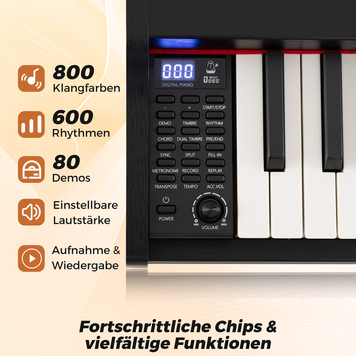 88-Key Semi-Weighted Digital Piano, Stand and Pedals