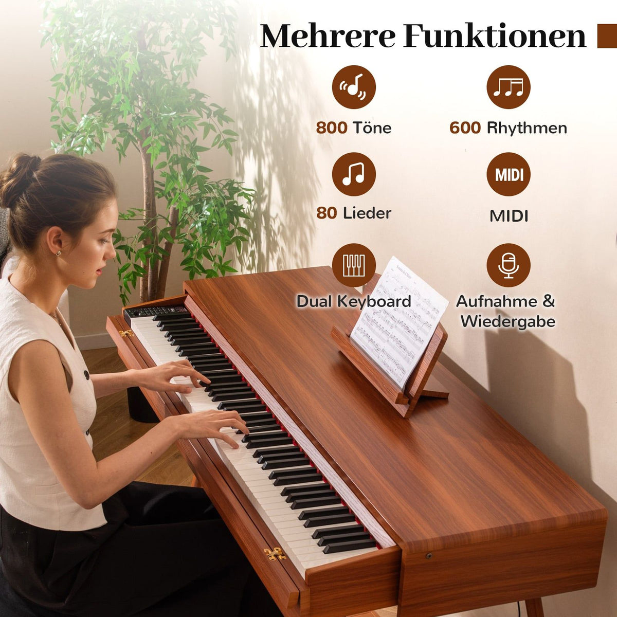 88-Key Weighted Digital Piano with Dual Keyboard Mode