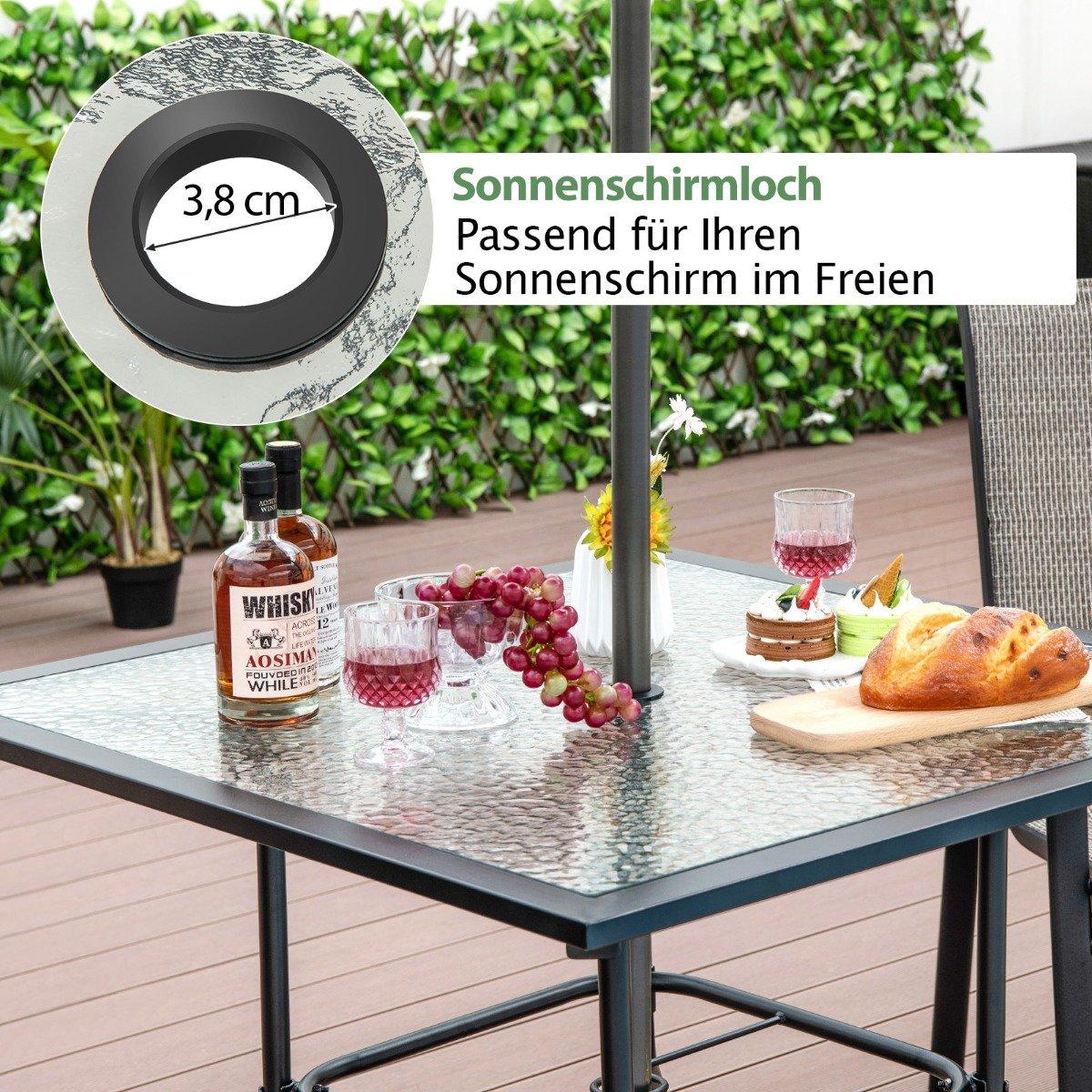 89 cm long & wide patio table with 38 mm umbrella hole & black table top