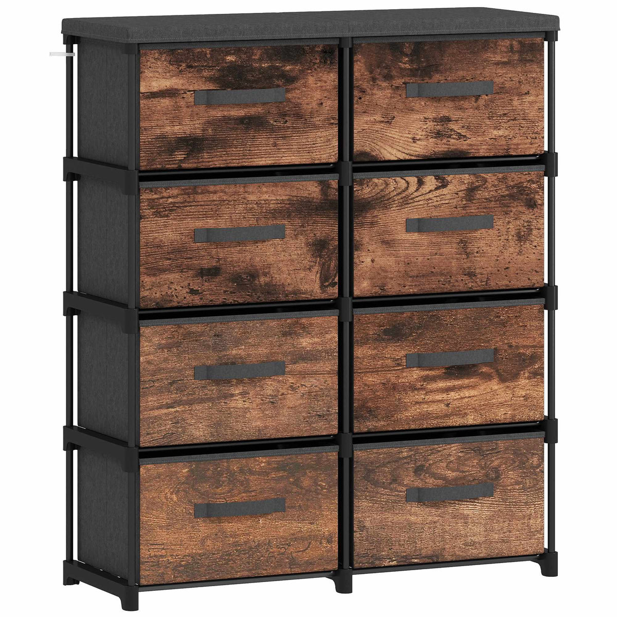 8-Drawer Fabric Dresser with Metal Frame, Vintage Brown