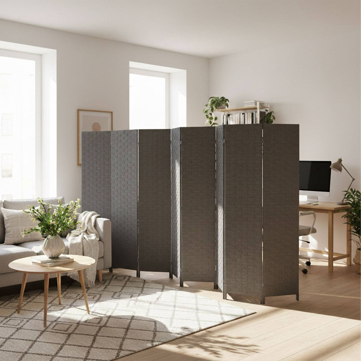 8-Panel Room Divider Folding Screen