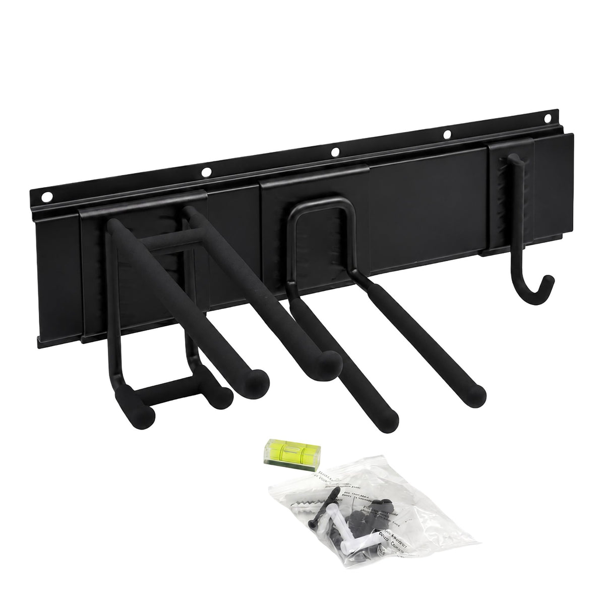 8-Piece Black Wall Hook Set for Garage Organization