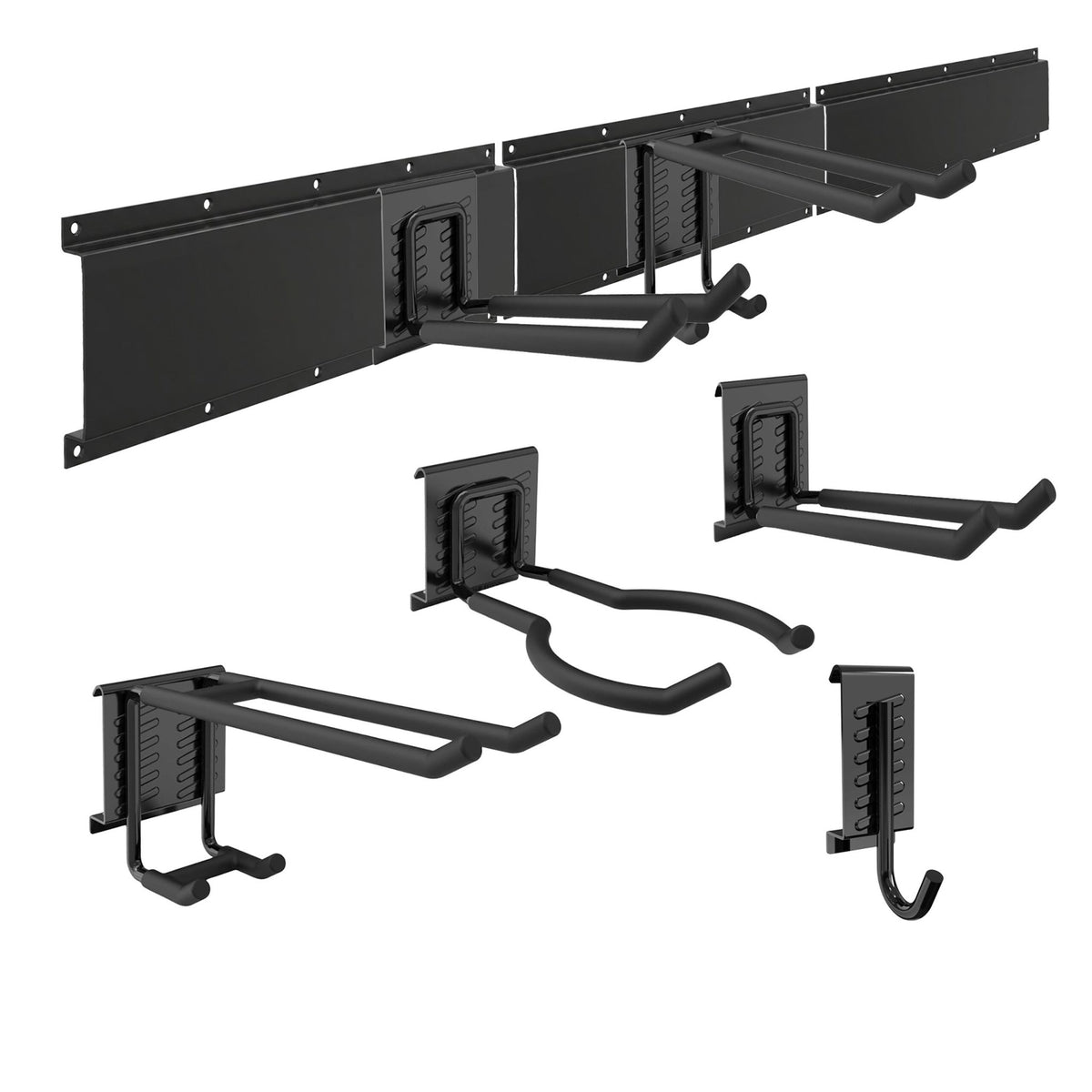 8-Piece Black Wall Hook Set for Garage Organization