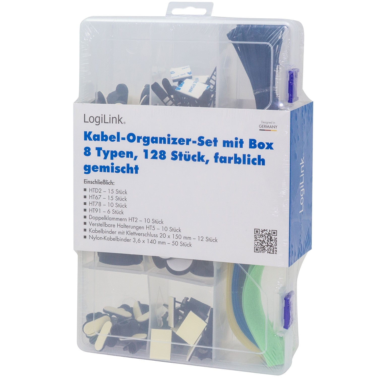 8 Piece Cable Management Set 128 Pieces Assorted Colors