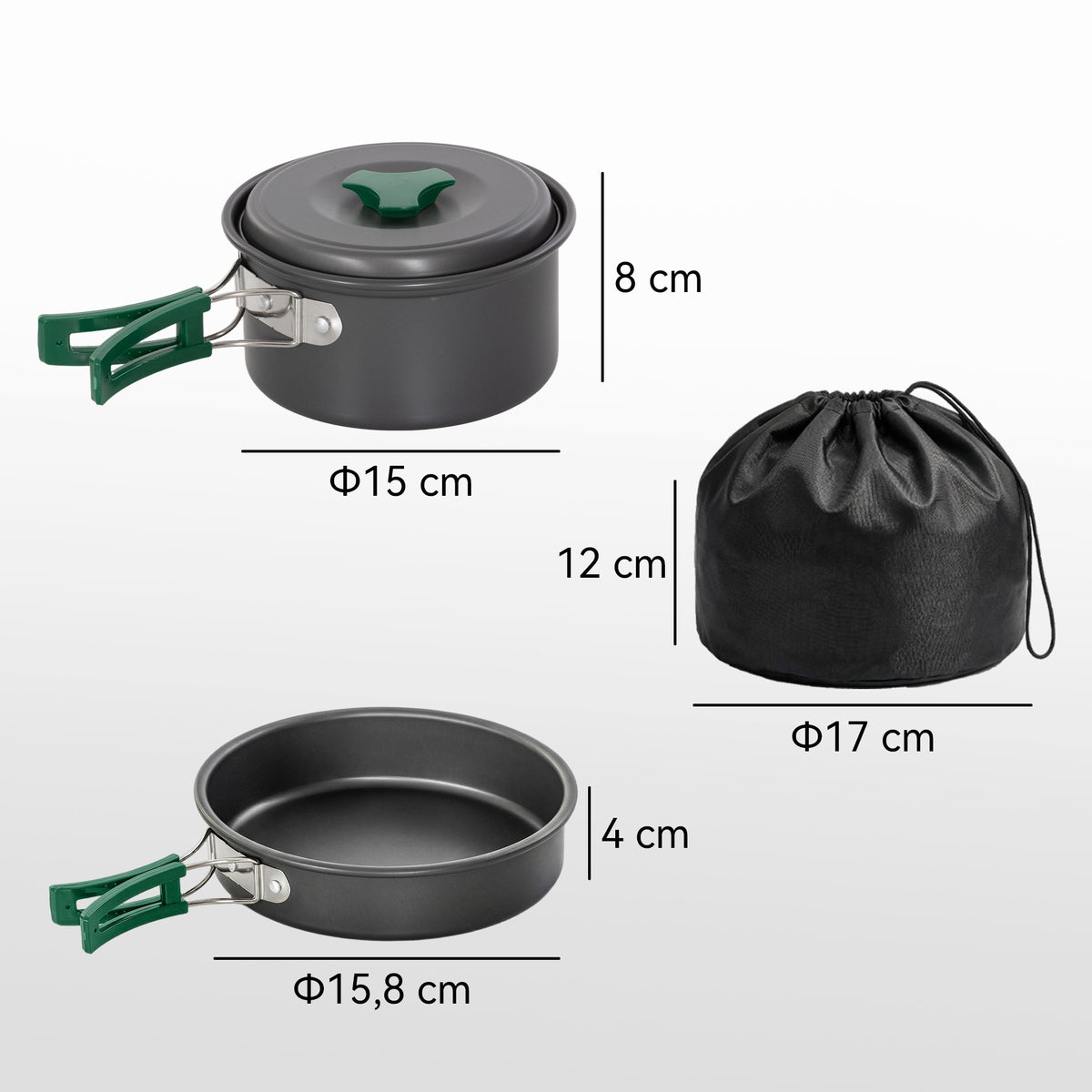 8-Piece Camping Cookware Set with Anti-Scald Handles